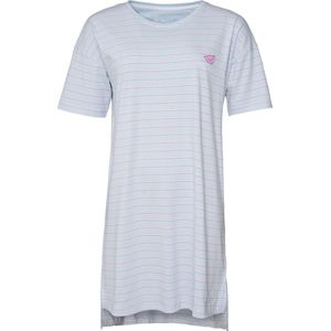 By Louise - Dames Nachthemd - Blauw - 100% Katoen - Korte Mouwen