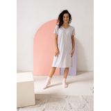 By Louise - Dames Nachthemd - Katoen - V-hals met Kant - Korte Mouwen