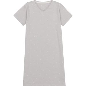 By Louise - Dames Nachthemd - Katoen - V-hals met Kant - Korte Mouwen