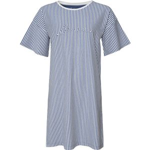 By Louise - Dames Nachthemd - Blauw Gestreept - 80% Katoen 20% Polyester