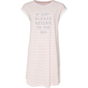 By Louise - Nachthemd - Roze - Katoen - Korte Mouwen - Gestreept