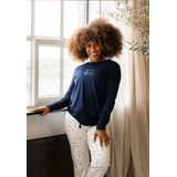By Louise - Dames Pyjama Set - Blauw - Hartjes Print