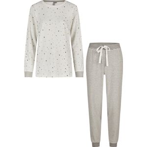 By Louise - Dames Winter Pyjama Set - Lang - Badstof - Wit