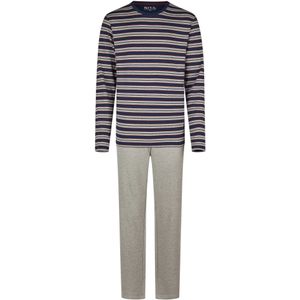 Phil & Co - Heren Winter Pyjama Set - Grijs/Blauw Gestreept - Interlock