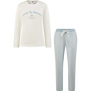By Louise Dames Pyjama Set Lang Dare To Dream Wit - Katoen