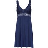 By Louise Slipdress dames nachthemd met kant donker