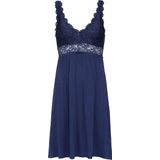By Louise Slipdress dames nachthemd met kant donker