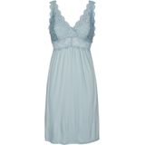 By Louise - Slipdress - Blauw - 95% Viscose, 5% Elastaan - Kant