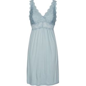 By Louise - Slipdress - Blauw - 95% Viscose, 5% Elastaan - Kant
