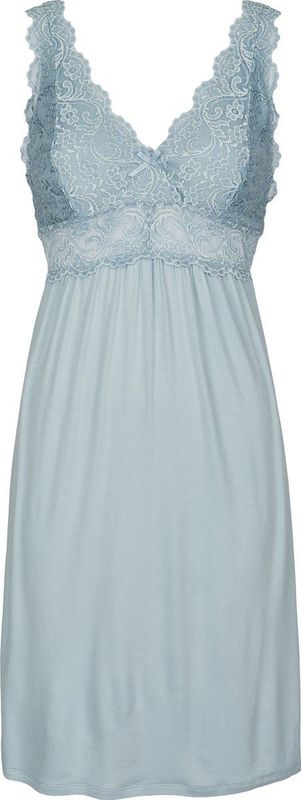 By Louise - Slipdress - Blauw - 95% Viscose, 5% Elastaan - Kant