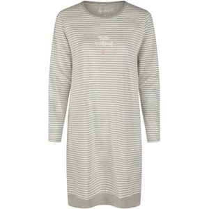 By Louise - Dames Nachthemd - Grijs - Lange Mouw - Gestreept