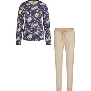 By Louise - Dames Pyjama Set - Blauw - 100% Katoen - Lange Mouwen