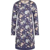 By Louise - Nachthemd - Donkerblauw - 100% Katoen - Bloemenprint