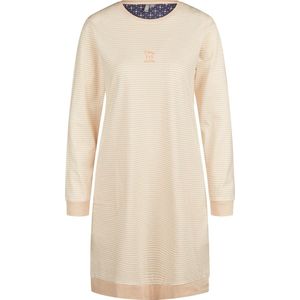 By Louise - Dames Nachthemd - Oranje - 100% Katoen - Lange Mouwen, Ronde Hals