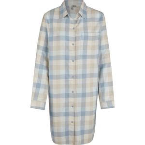 By Louise Dames Pyjama Nachthemd Lang Flanel Geruit Blauw
