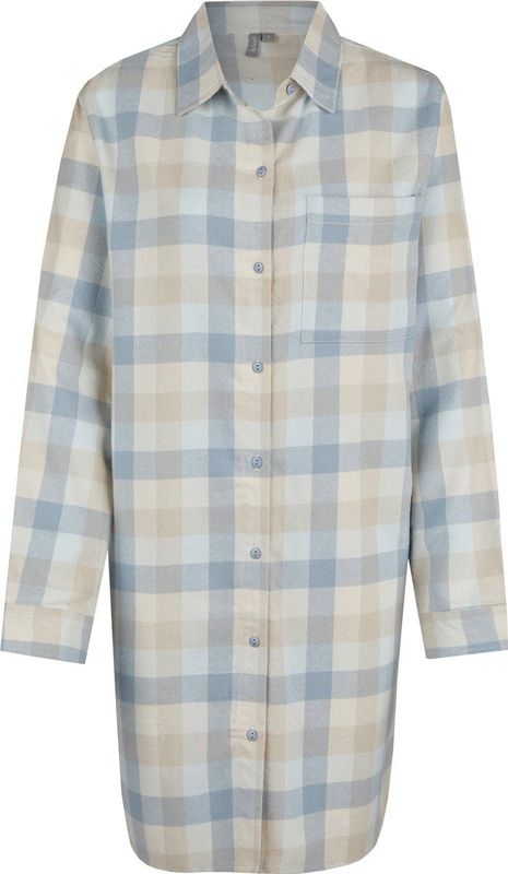 By Louise - Pyjama Nachthemd - Lang - Flanel - Geruit - Blauw