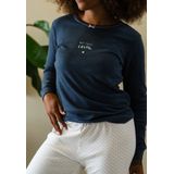 By Louise - Winter Pyjama Set - Blauw - Dames - Lange Pyjamabroek en Shirt met Lange Mouwen