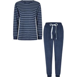 By Louise - Dames Winter Pyjama Set - Blauw - Katoen-Polyester Blend - Vochtabsorberend