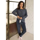 By Louise - Dames Winter Pyjama Set - Blauw - Katoen-Polyester Blend - Badstof, Vochtabsorberend