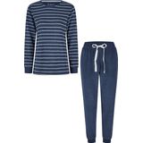 By Louise - Dames Winter Pyjama Set - Blauw - Katoen-Polyester Blend - Badstof, Vochtabsorberend