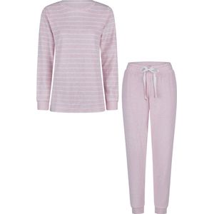 By Louise Dames Pyjama Set - Lang - Badstof - Gestreept - Roze