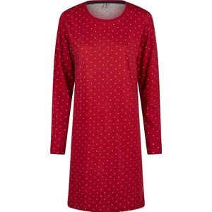 By Louise - Dames Nachthemd - Rood - 100% Katoen - Lange Mouwen