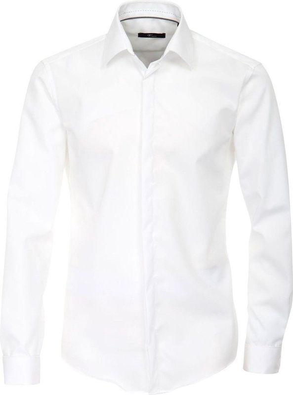 VENTI - Modern Fit - Overhemd - Wit - Strijkvrij - Boordmaat: 37