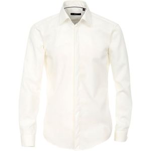 VENTI - Modern Fit - Overhemd - Beige - Dubbele Manchet en Kent Kraag - Strijkvrij