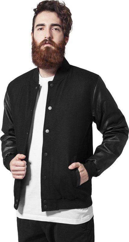 Urban Classics - Oldschool College Jacket - Herenjack - Zwart - 4XL