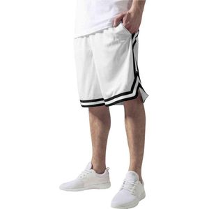 Urban Classics - Stripes Mesh Shorts - Korte Broek - Wit-Zwart - 100% Polyester
