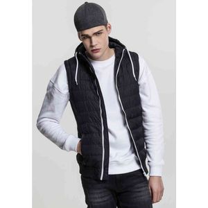 Urban Classics - Small Bubble Hooded Vest Jacket - S - Zwart/Wit