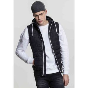 Urban Classics - Bodywarmer - Zwart - Licht Gevoerd, Ritssluiting, Capuchon met Trekkoord, Ritszakken