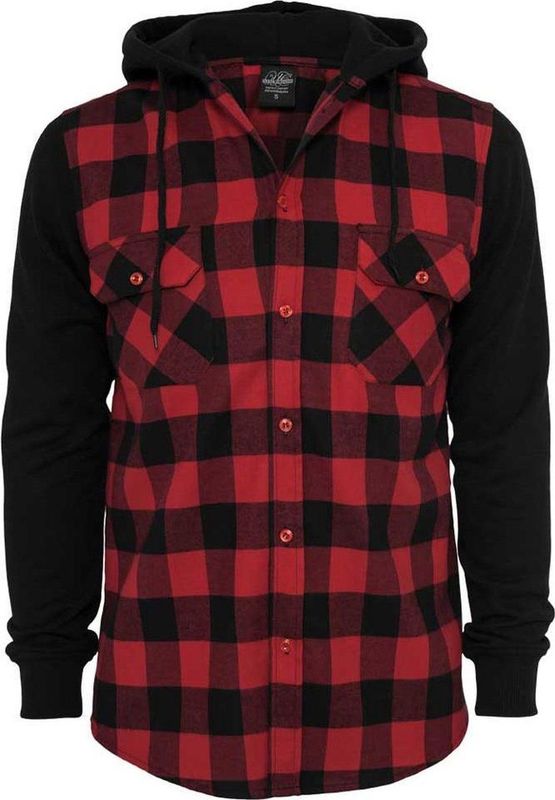 Urban Classics Hooded Checked Flanell Sweat Sleeve Shirt