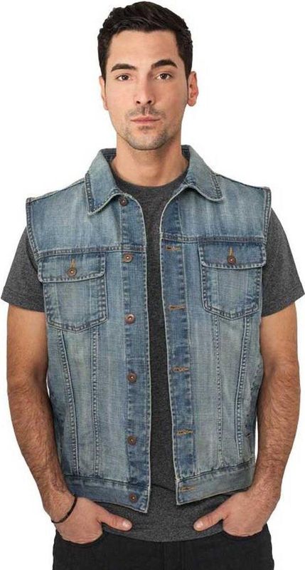 Urban Classics Denim Vest Vest lichtblauw Katoen - Basics, Street wear
