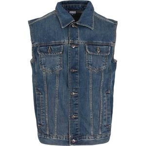 Urban Classics - Denim Vest - Mouwloze Jas - Blauw - Duurzaam Denim met Meerdere Zakken