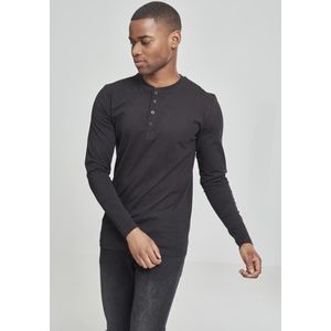 Urban Classics - Basic Henley Longsleeve shirt - Zwart