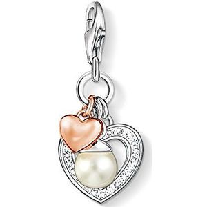 Thomas Sabo, Accessoires, Dames, Grijs, ONE Size, Roségouden Hartbedel met Parel en Zirkonia