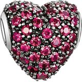 Thomas Sabo Vrouwen kraal hart rode stenen Karma kralen 925 sterling zilver K0084-639-10, Eén maat, 925 Sterling zilver, zwart, korund