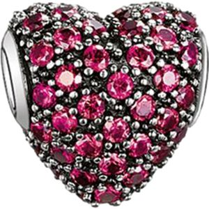Thomas Sabo Vrouwen kraal hart rode stenen Karma kralen 925 sterling zilver K0084-639-10, Eén maat, 925 Sterling zilver, zwart, korund
