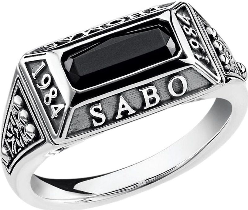 Thomas Sabo - Unisex Ring - Zilver - Zwarte Edelsteen - Sieraden