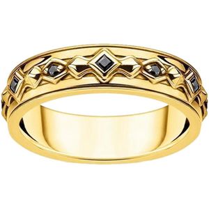 Thomas Sabo - Ring - Geel Goud - Zilver - Zwarte Zirconia