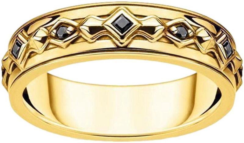 Thomas Sabo - Ring - Geel Goud - Zilver - Zwart Zirconia