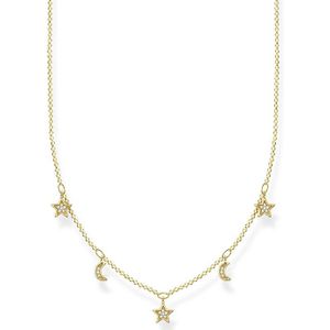 Thomas Sabo Dames halsketting maan & sterren goud, 925 sterling zilver, 40-45 cm lengte