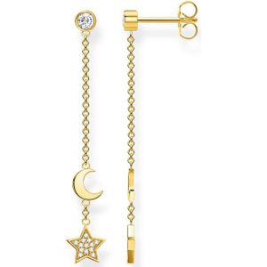 Thomas Sabo Dames enkele oorstekers ster en maan lang 925 sterling zilver, 4,50 cm, Sterling zilver