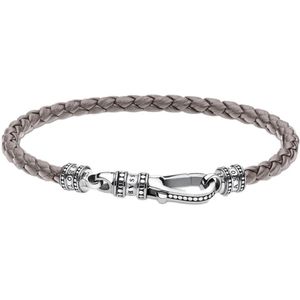 Thomas Sabo Unisex Lederarmband grau 925 Sterling Silber geschwärzt Leder A2012-682-5