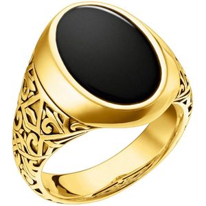 Thomas Sabo - Dames Ring - Geel Goud - Zwart Edelsteen - Zilver