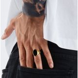 Ring - Geel Goud - Zilver - Zwarte Edelsteen