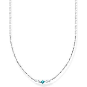 THOMAS SABO Damen Halskette mit Türkisen Stein 925er Sterlingsilber, Länge: 38cm - 42cm, KE2093-405-17-L42V