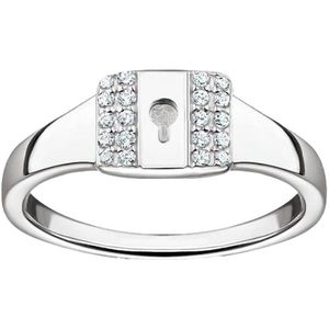 Thomas Sabo Damen Ring im Schlossdesign mit Pavé Besatz 925er Sterlingsilber mit weißen Zirkonia, Größe: 54, TR2372-051-14-54