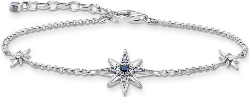 THOMAS SABO Sabo Damen Armband aus hochwertigem, geschwärztem 925er Sterlingsilber mit Sternenornamenten, Gr. 16cm-19cm, A2037-945-7-L19V
